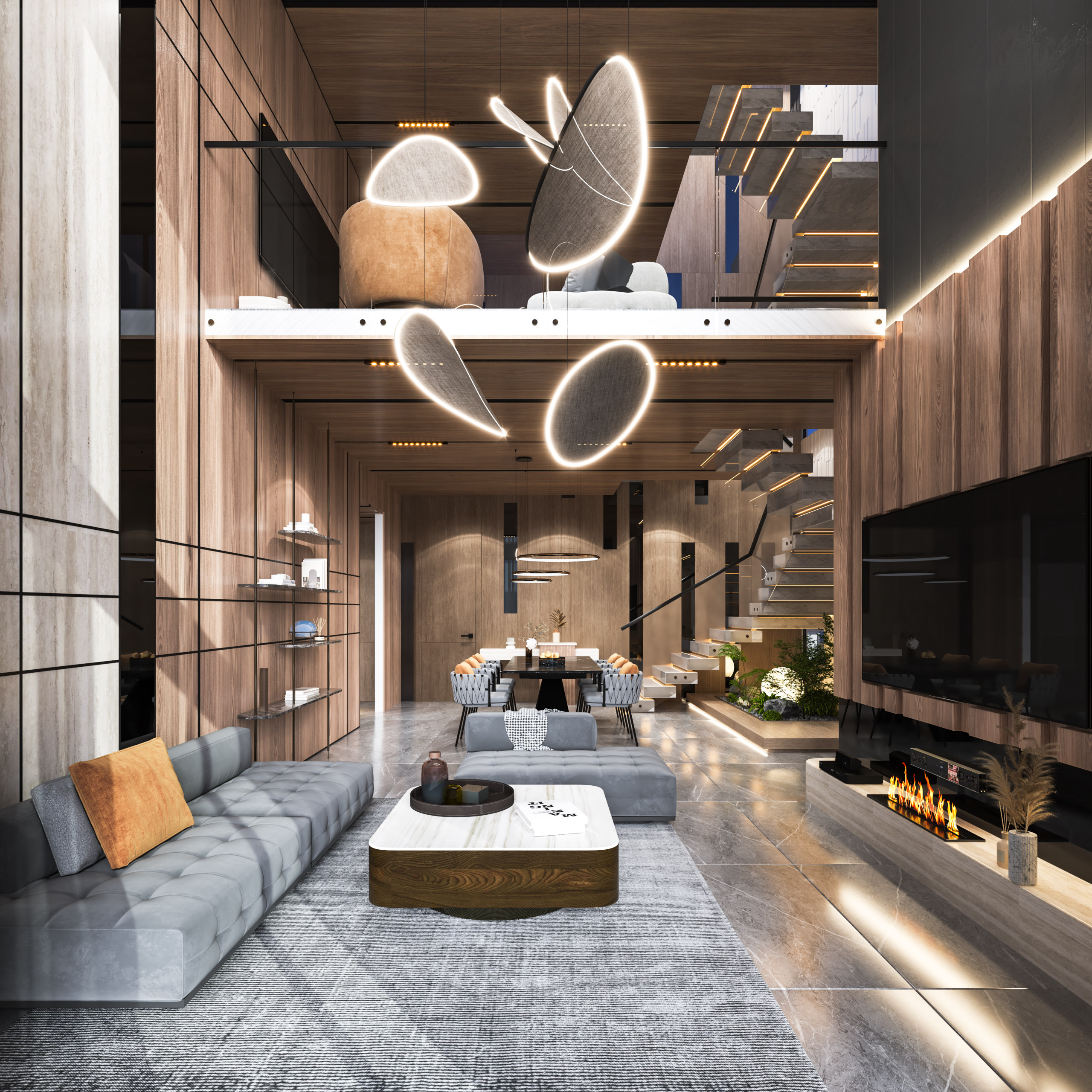 Duplex double-height living