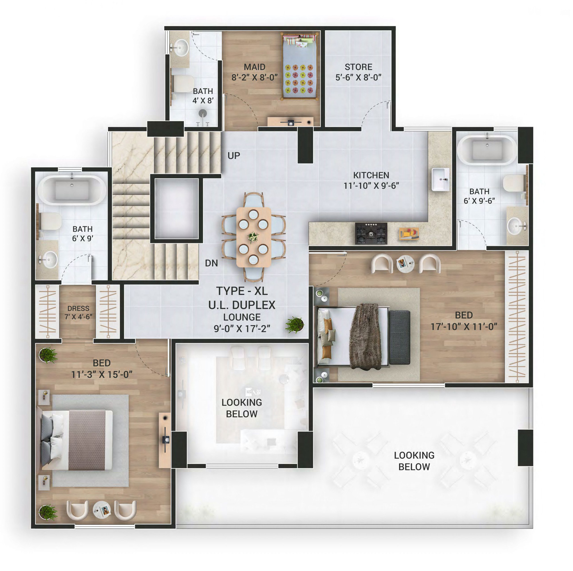 4-bed duplex upper level